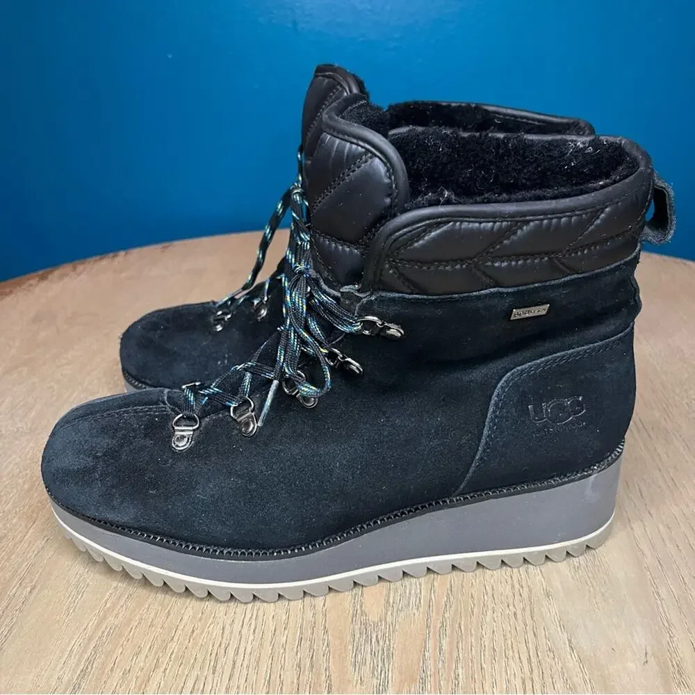 UGG Birch Women’s Snow Boots Black Suede Waterproof Lined Insulated Size 9